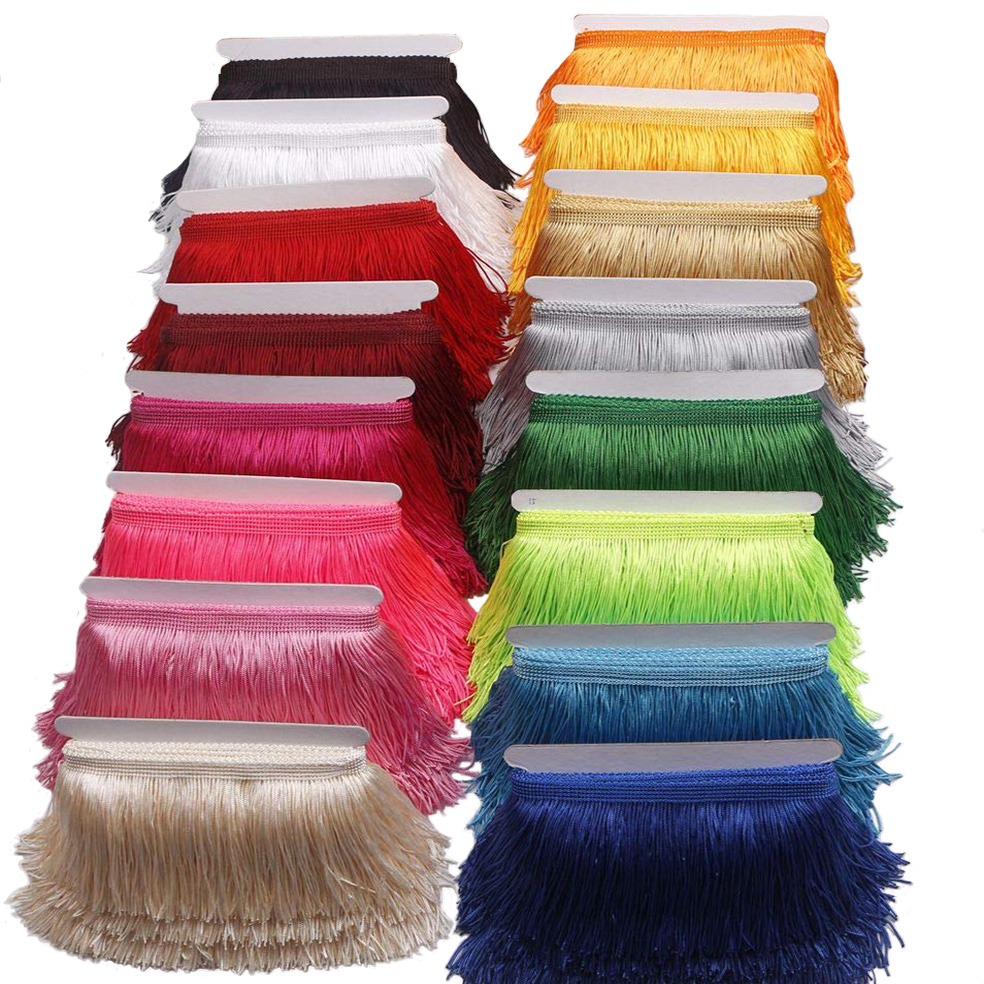 Fringe Ribbon Sewing - 10 ياردة 15 سنتيمتر شرابة طويلة