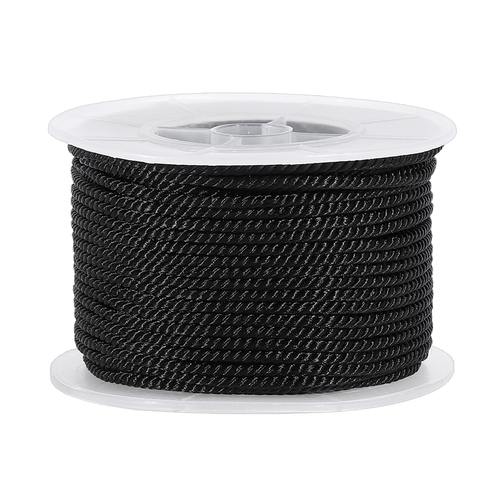 Cord Trim Twisted - 27.34 ياردة من الحبل الأسود المجدول