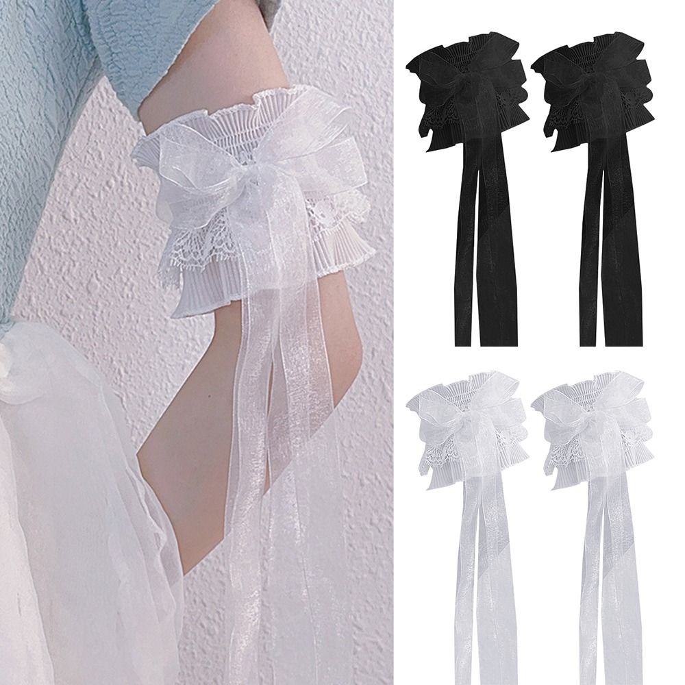 Lace Ribbon Trim - مدفئات الذراع من الدانتيل المكشكش المرن