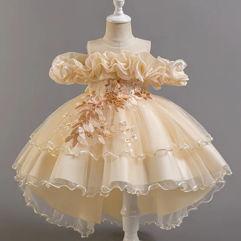 Lace Ribbon Trim - فستان حفلات دانتيل بدون أكمام للفتيات