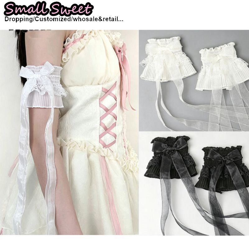 Lace Ribbon Trim - أكمام ذراع نسائية بتصميم Y2K Yami
