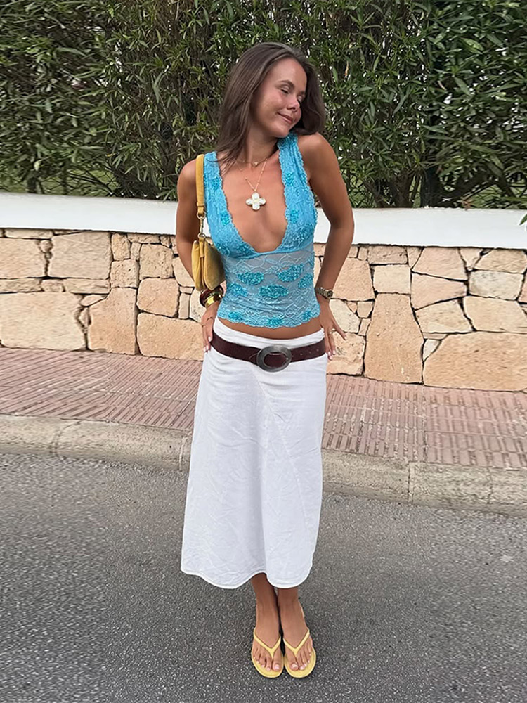طقم نسائي صيفي جديد 2026: بلوز - مراجعة Lace Ribbon Trim وسعره