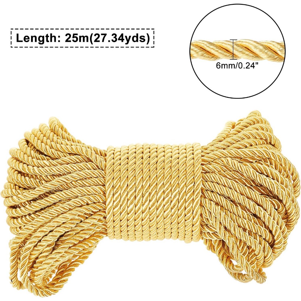 6-حبل ذهبي ، حبل ملتوي 27 يارد - مراجعة Cord Trim Twisted وسعره