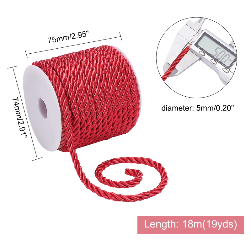 حبل حرير أحمر للكريسماس ، حبل  - مراجعة Cord Trim Twisted وسعره