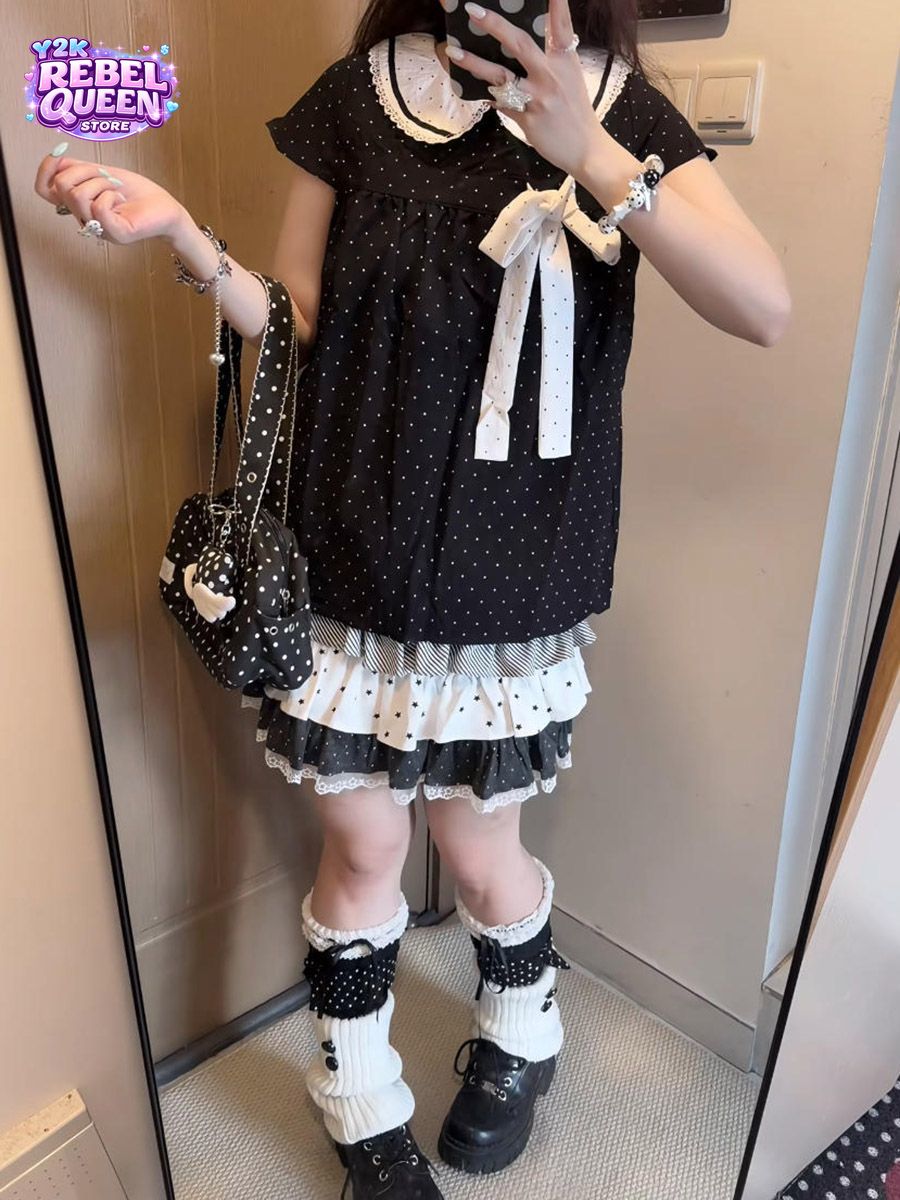 طقم نسائي من قطعتين بنمط Y2K ك - مراجعة Lace Ribbon Trim وسعره